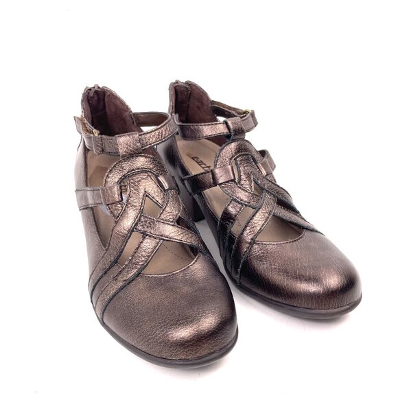 Earth Women’s Virtue Bronze Metallic Strappy Comfort Heels Hook Loop – Size 7B - Picture 1 of 14
